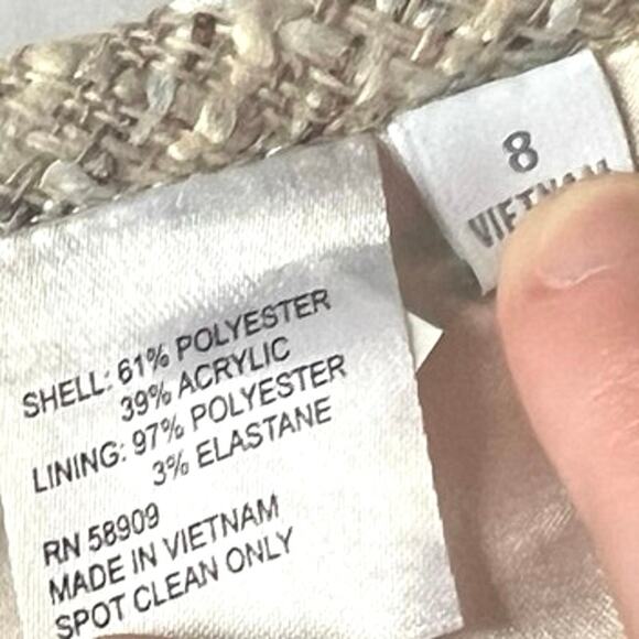 Preston & York Tweed Pencil Skirt Size 8 Beige Metallic Retro Glam Mob Wife Chic - Picture 6 of 6